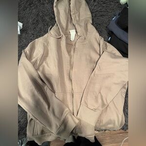 H&M Beige Zip up hoodie with soft lining inside